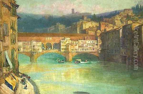 Blick uber den Arno auf die Ponte Vecchio in Florenz Oil Painting - William Henry James Boot