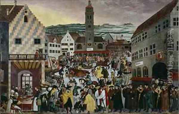 'Augsburger Monatsbilder', October, November, December Oil Painting - Jorg the Elder Breu