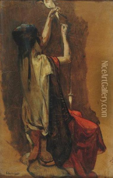 La Fileuse Oil Painting - Gustave Achille Guillaumet