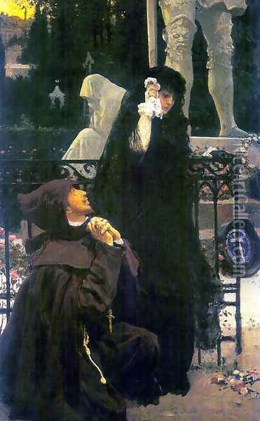 Stone Guest. Don Juan and Donna Anna. Oil on canvas Oil Painting - Ilya Efimovich Efimovich Repin