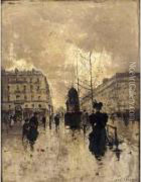 Dans Les Rues De Paris Oil Painting - Jules Petillon