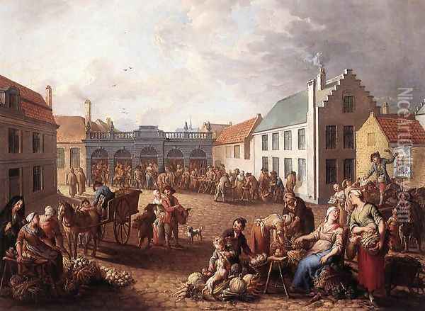 The Pandreitje in Bruges 1778 Oil Painting - Jan Antoon Garemijn