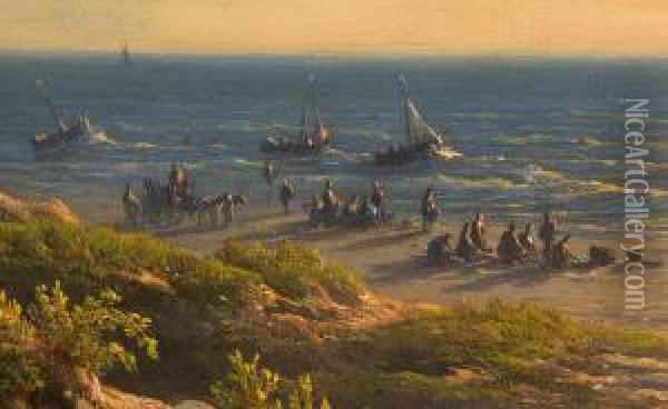 Fischer Am Hollandischen Strand Oil Painting - Georg Andries Roth