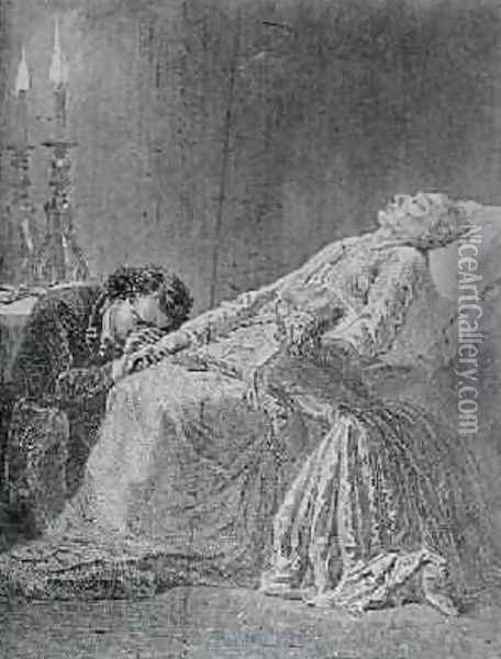 The Death of Jean Valjean Oil Painting - Alphonse Marie de Neuville