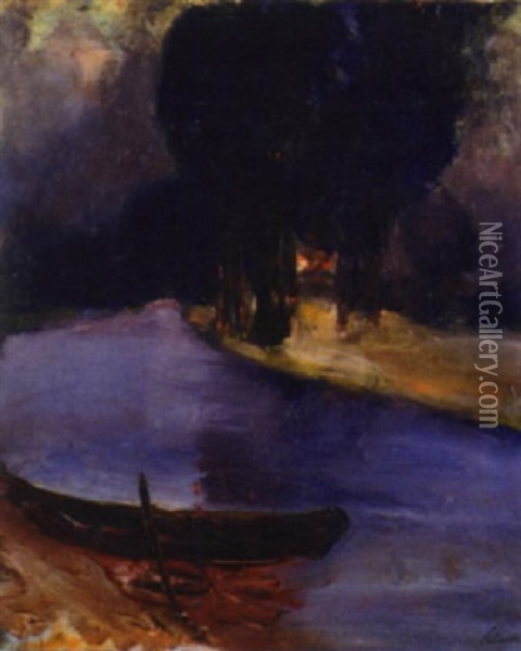 La Barque Oil Painting - Adolphe Peterelle