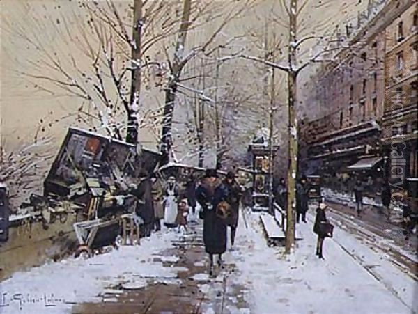 Along The Seine, Paris Oil Painting - Eugene Galien-Laloue