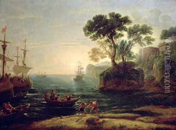 Arrival of Aeneas in Italy, the Dawn of the Roman Empire Oil Painting - Claude Lorrain (Gellee)