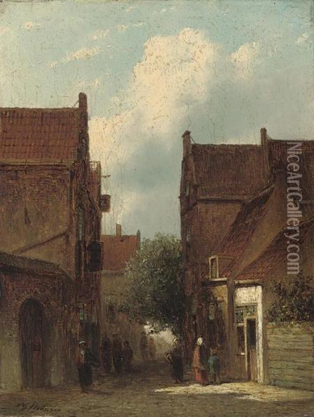 Market Day On A Dutch Street Oil Painting - Pieter Gerard Vertin