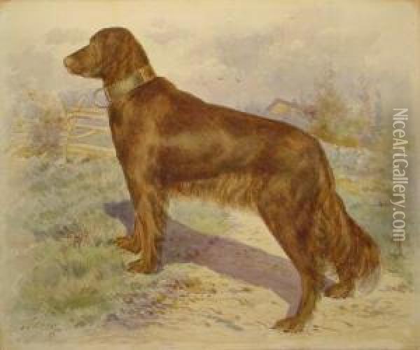 Setter In Landscape Oil Painting - Frank Townsend Hutchens