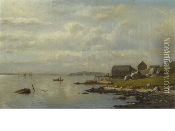 View Of Narragansett Bay Oil Painting - Lemuel D. Eldred