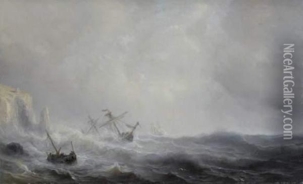 Bateaux Dans La Tourmente Oil Painting - Theodore Gudin