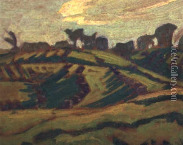 Wheat Stooks And Shadows, Thornhill Oil Painting - James Edward Hervey MacDonald