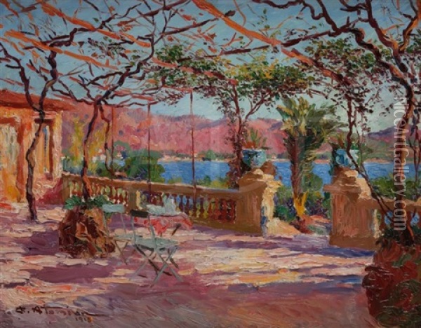 Terrasse A Antibes, 1918 Oil Painting - Charles Garabed Atamian