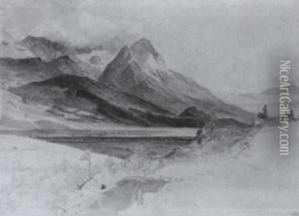 Breites Flusstal In Den Alpen Oil Painting - Johann Georg Paul Mohr