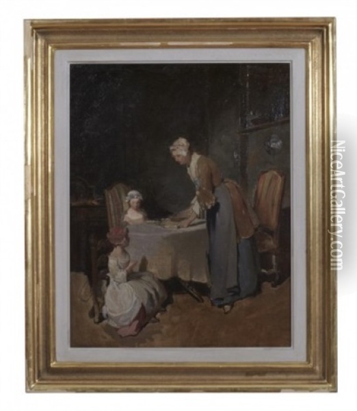 Bordsbonen (after Jean-baptiste Chardin) Oil Painting - Ferdinand Fagerlin