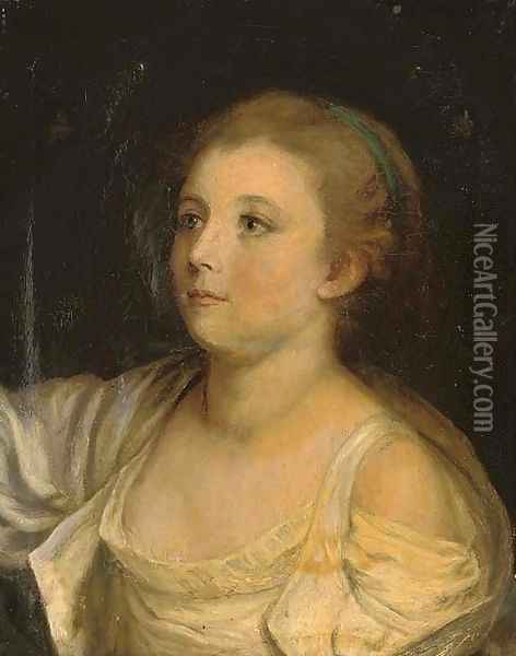 A girl, bust-length Oil Painting - Jean Baptiste Greuze