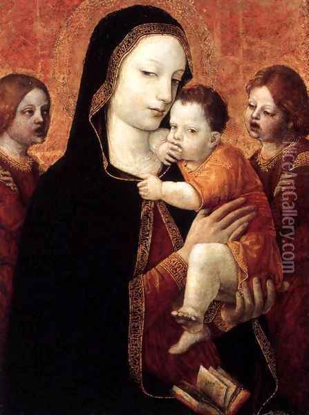 Virgin and Child with Two Angels Oil Painting - Ambrogio Bergognone