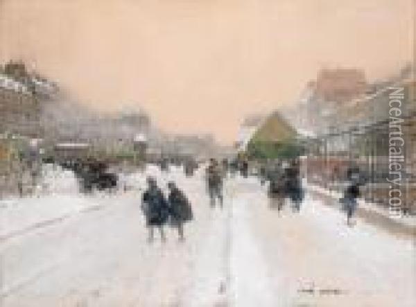 Paris Sous La Neige Oil Painting - Luigi Loir