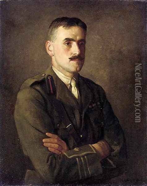 Portrait of a Staff officer of the Royal Army Ordnance Corps with the rank of Major Oil Painting - Walter C. Strich Hutton