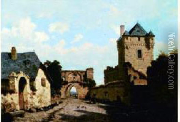 Les Remparts Du Chateau Oil Painting - Hector Pron
