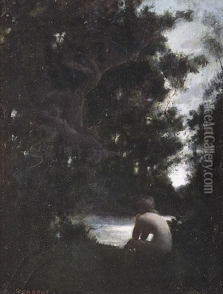 Nude Bather By A Forest Pond Oil Painting - Paul Chabas