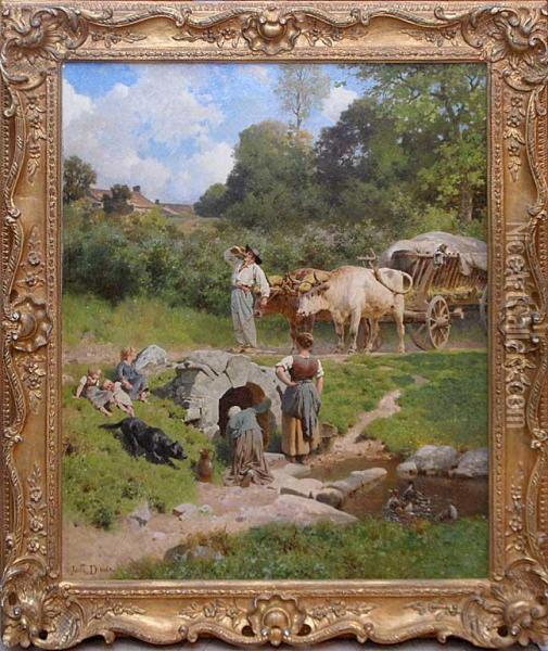 Rural Countryscene Oil Painting - Jules Didier