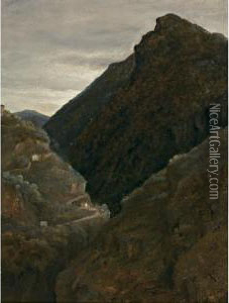 Mountainous Landscape Oil Painting - Auguste Jean Bapt. Vinchon