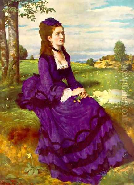 Lady in Violet 1874 Oil Painting - Pal Merse Szinyei