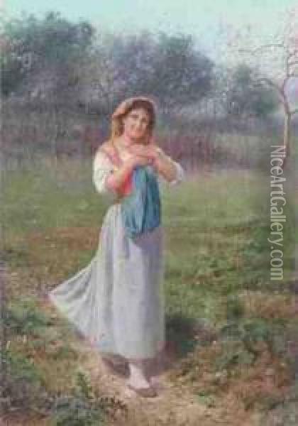 In The Meadow Oil Painting - Pietro Pajetta