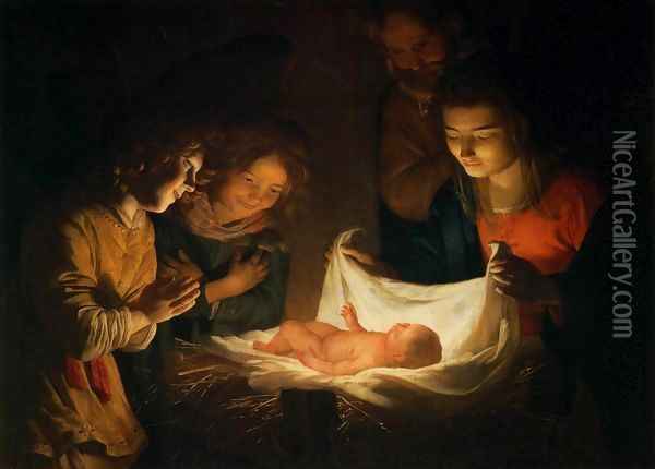 Adoration of the Child Oil Painting - Gerrit Van Honthorst
