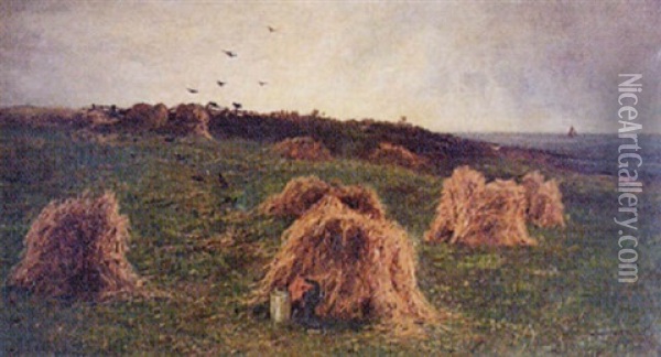 The Hayfield Oil Painting - George W. Aikman