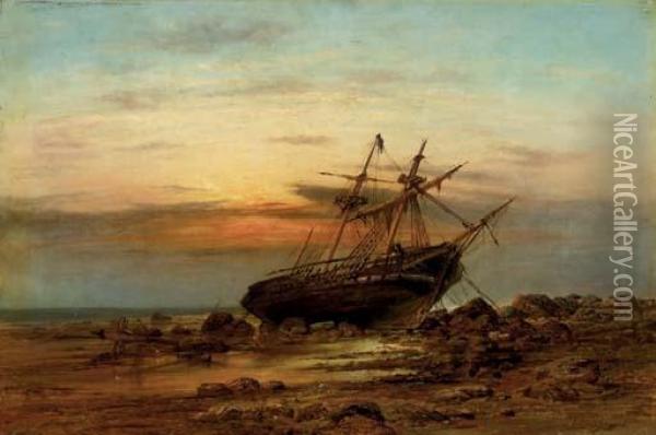 A Beached Boat Oil Painting - Charles Parsons Knight