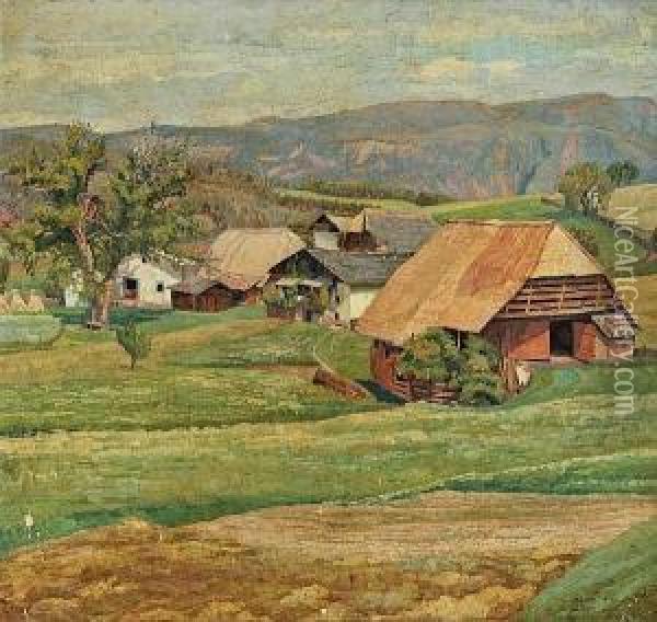 A Farm Yard View Oil Painting - Max Kahrer
