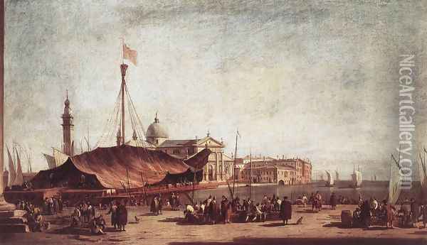 The Piazzetta, Looking toward San Giorgio Maggiore c. 1758 Oil Painting - Francesco Guardi