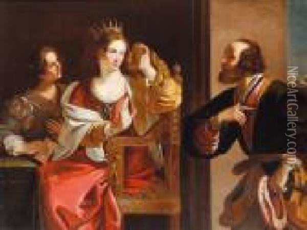 Bottega La Regina Semiramide Riceve Notizia Della Rivolta Di Babilonia Oil Painting - Guercino