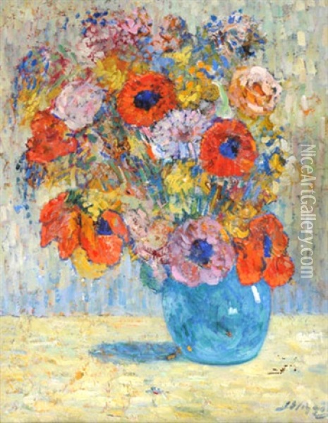 Vase De Fleurs Oil Painting - Victor William Higgins