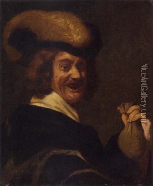A Man Holding A Purse Oil Painting - Gysbrecht Van Der Kuyl