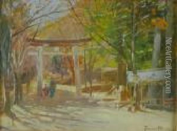 Entrance To Sano Temple, Tokyo, Japan Oil Painting - Theodore Wores