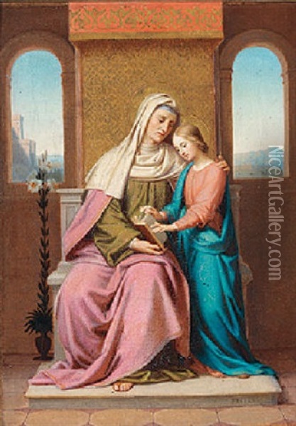 Mary And St. Anne Oil Painting - Franz Hellweger