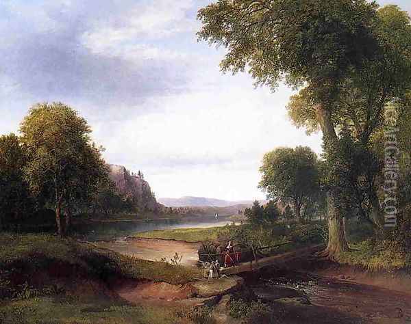 Landscape with Footbridge Oil Painting - Thomas Doughty