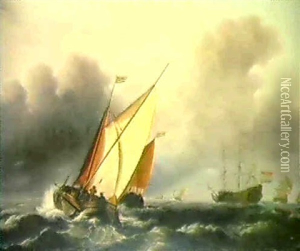 Marine Oil Painting - Ludolf Backhuysen the Elder