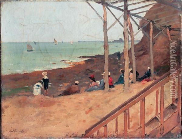 Au Bord De La Mer Oil Painting - Paul Lecomte
