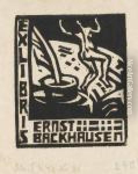 Exlibris Backhausen. Oil Painting - Ernst Ludwig Kirchner