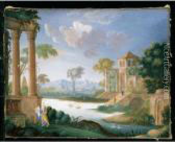 Paesaggio Classico Con La Fuga In Egitto Oil Painting - Pierre-Antoine Patel