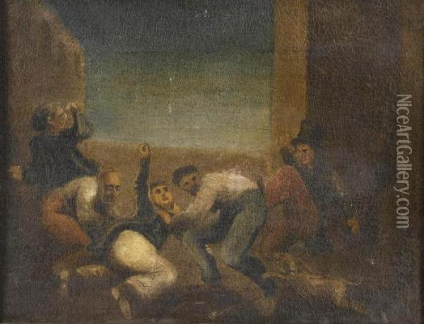 Nachfolger Des Die Schlagerei Oil Painting - Honore Daumier