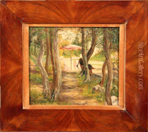 Vue Du Parc Des Ollieres A Nice Oil Painting - Ivanovich Lobanov Sergei