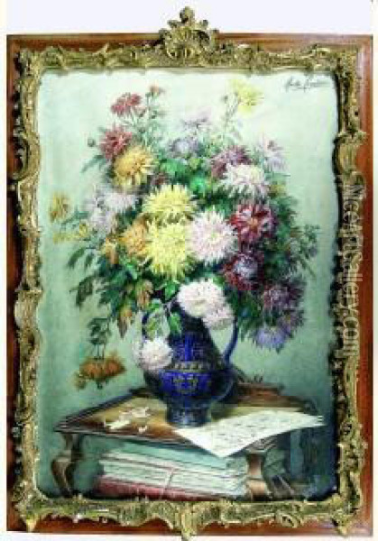 Bouquet De Fleurs A La Partition De Musique Oil Painting - Marthe Courtier