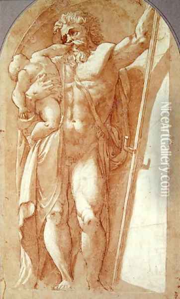 Saturn devouring one of his children Oil Painting - Polidoro Da Caravaggio (Caldara)