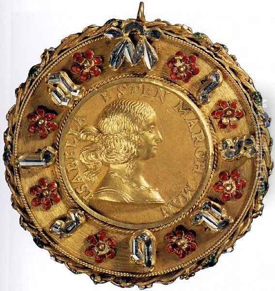 Portrait Medal of Isabella d'Este Oil Painting - Gian Cristoforo Romano