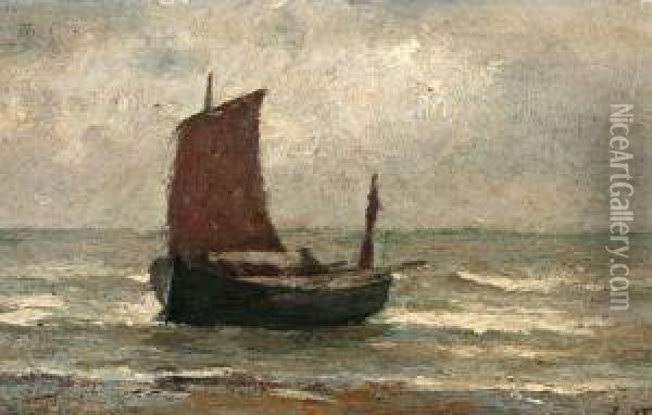 Vissersboot Op Het Strand Oil Painting - Edgard Farasyn